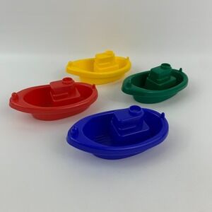 Viking Toys Sweden Fish Tug Boat Primary Color Stacking Bath Time Toys Set of 4